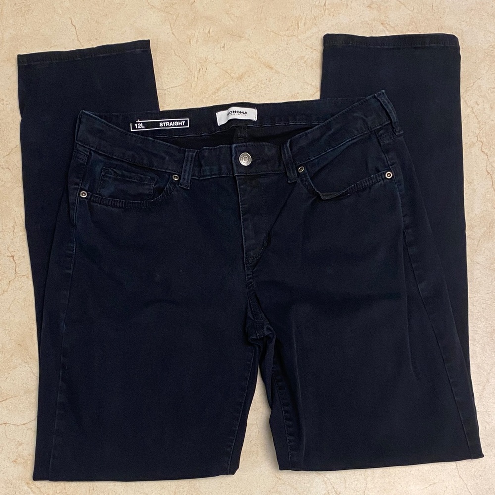 Sonoma Black Straight Skinny Velvet-like Jeans